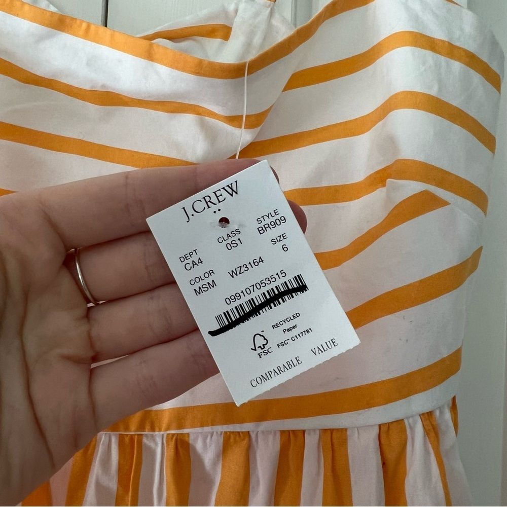 NWT J. Crew Strappy Tie Back Mini Dress in Orange Stripe - Picture 7 of 7